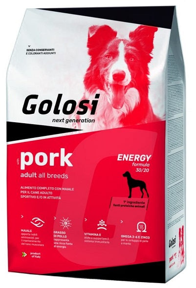 Golosi Pork Energy 12 kg - Cani Adulti Sportivi o in Attività Golosi Pork Energy 12 kg - Cani Adulti Sportivi o in Attività